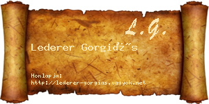 Lederer Gorgiás névjegykártya